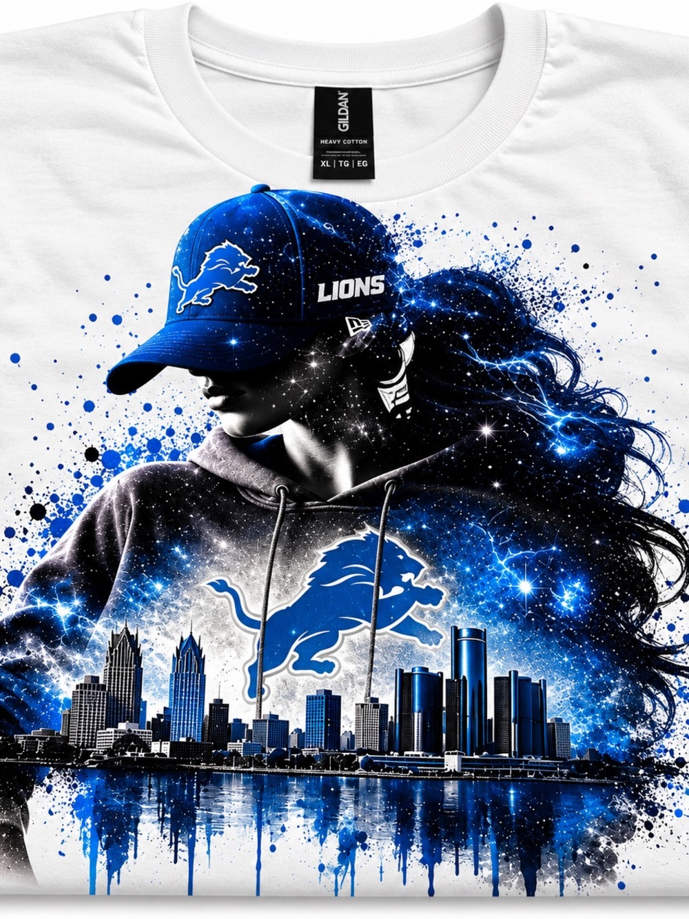 Detroit Lions Women's Blue Graphic Tee by New Era